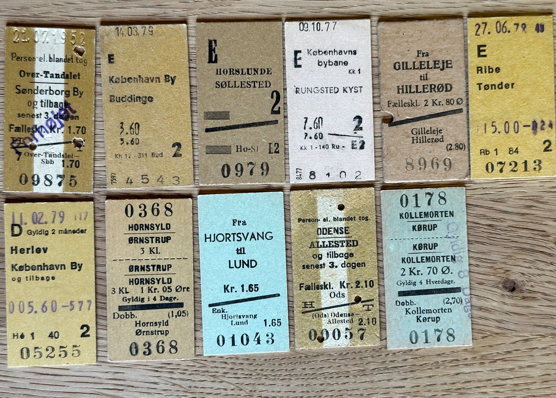 Biglietti: 11 Billette Dänemark, Tickets, Bahn, Eisenbahn ab 1952 – Usato da Seltisberg venduto da quadartswiss