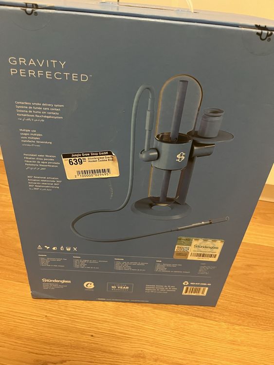 Stündenglass Gravity Hookah – 360° Drehbar, Borosilikatglas, Mit Aluminiumschale, 3-Fuß-Schlauch