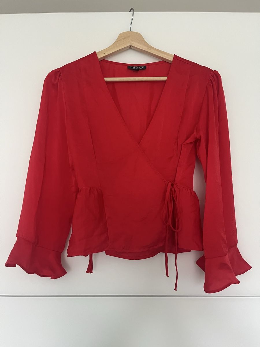 Topshop Camicette: Rote Wickelbluse von Topshop, Grösse 34 – Usato da Winterthur venduto da nstau