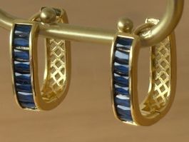 Luxus Elegante Ohrstecker Ohrschmuck  Farbe:Gold  Blau
