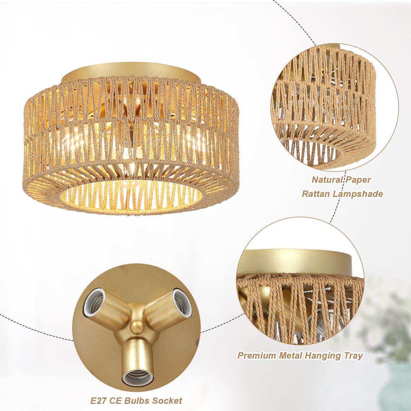 Lampadari & plafoniere: Deckenleuchte Deckenlampe Rattanlampe 3 flammig mit E27 – Nuovo e nell'imballaggio originale da Dörflingen venduto da Nixhub 6