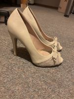 Escarpins beige taille 36, dentelle & nœud