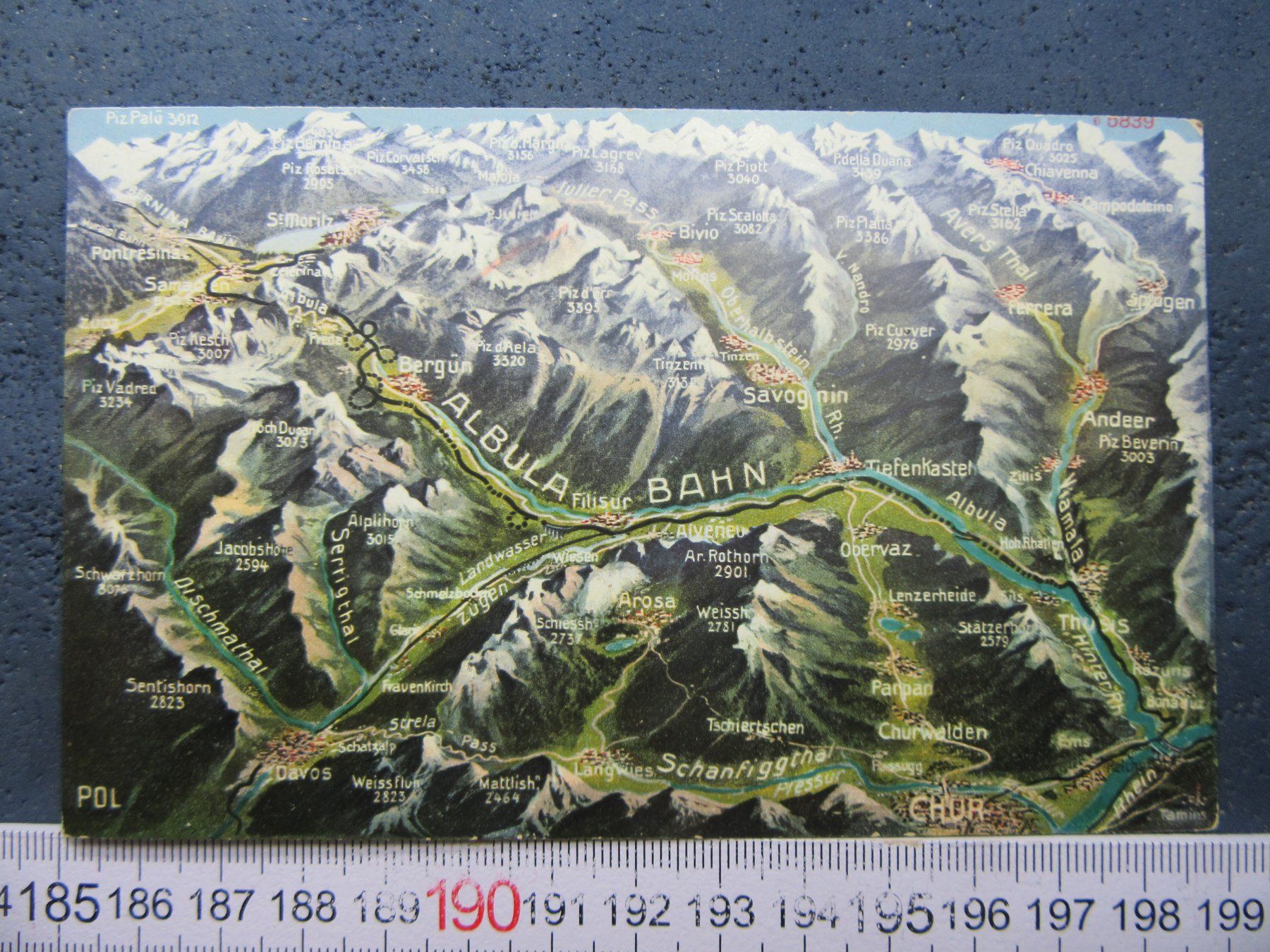 Ansichtskarten: ALBULA-BAHN GR AK LUFTBILD-VOGELSCHAU CHUR ST.MORITZ DAVOS – Gebraucht aus Ettingen von Hausi4711