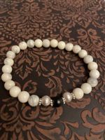 Perlenarmband Achat weiss/schwarz mit Silberelemente