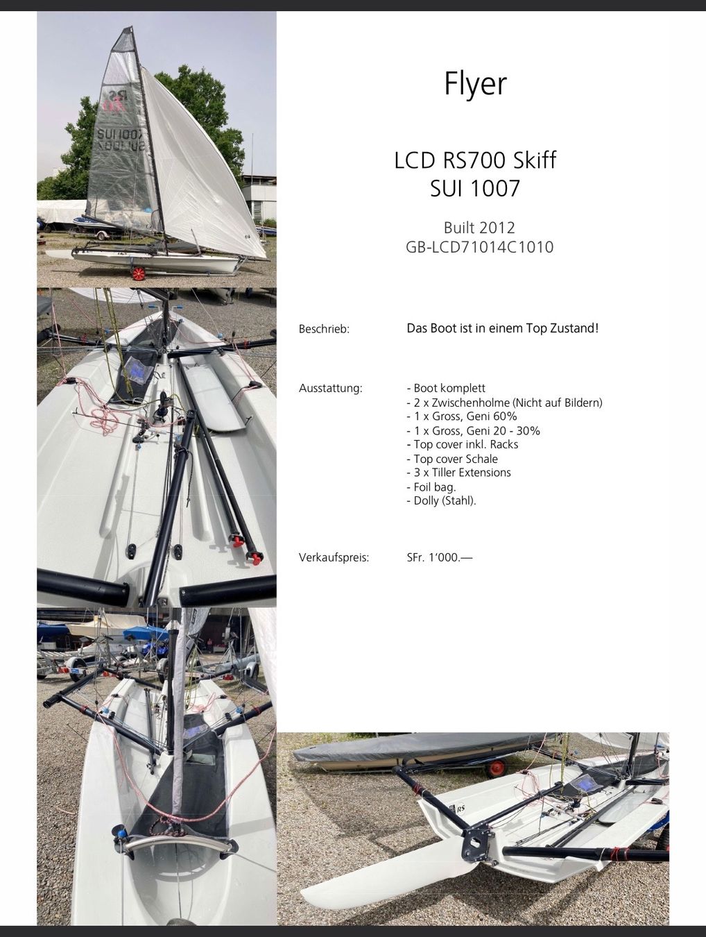 Rs Sailing Barche: SKiff LCD RS700 Skiff – Usato da Oberhofen venduto da Ulynn