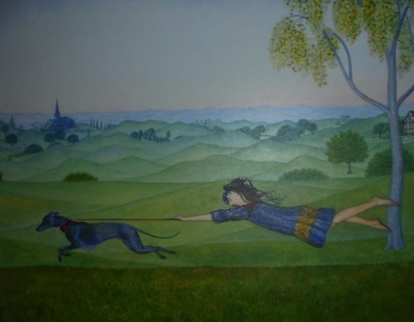 Foto & Immagini: Bilder Kunst :Moderne Naive Kunst. 3er Set Windhund/Whippet – Usato da Egliswil venduto da jimygbs 3
