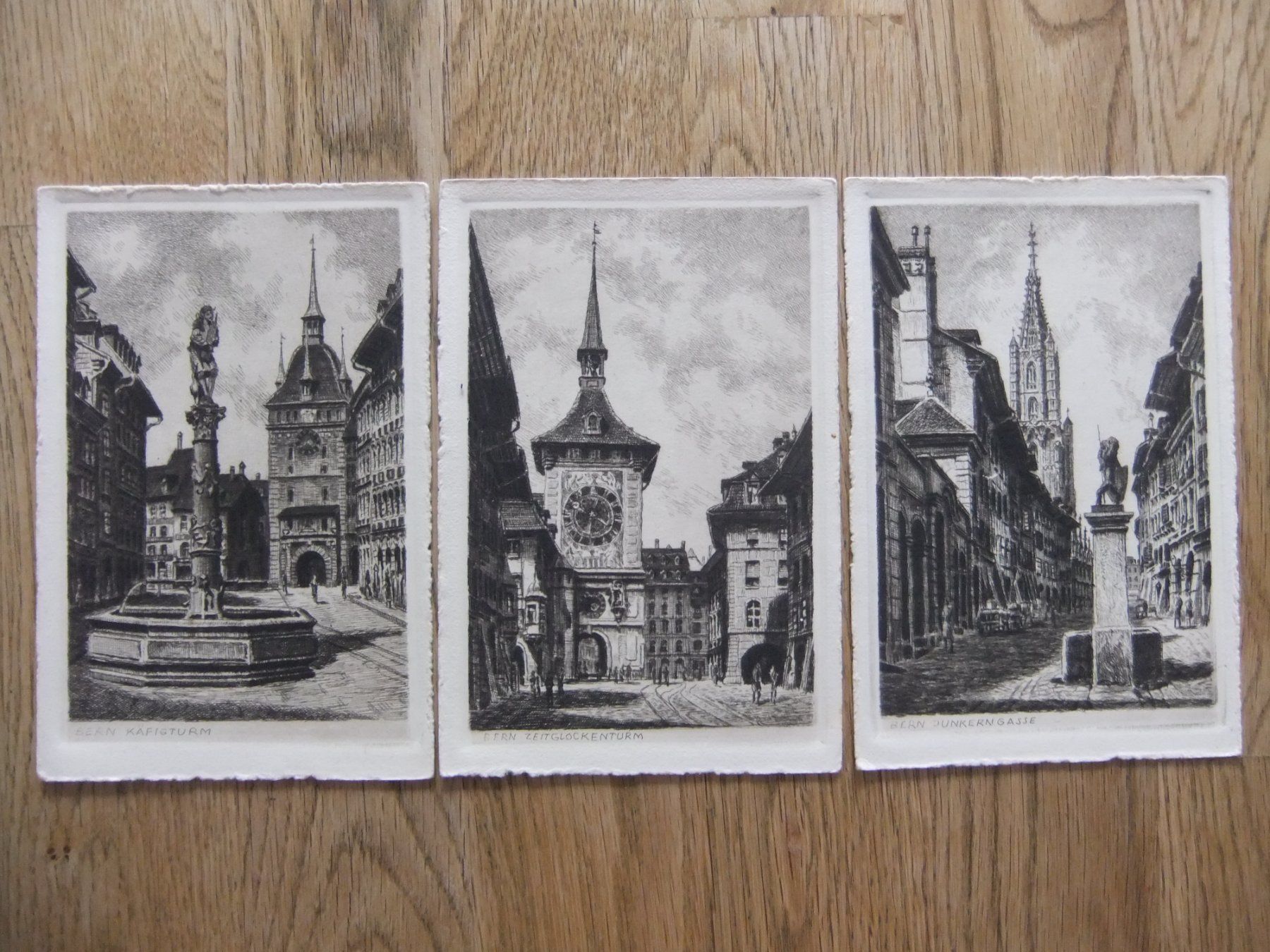 Cartoline postali: 3 x Original Radierung Handabzug Bern – Usato da St. Niklaus VS venduto da wunschlos54