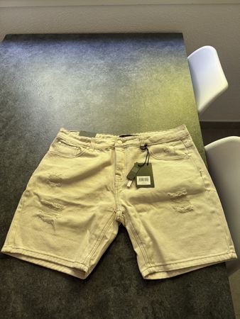 Shorts en jean beige déchiré Brave Soul pour homme Taille L