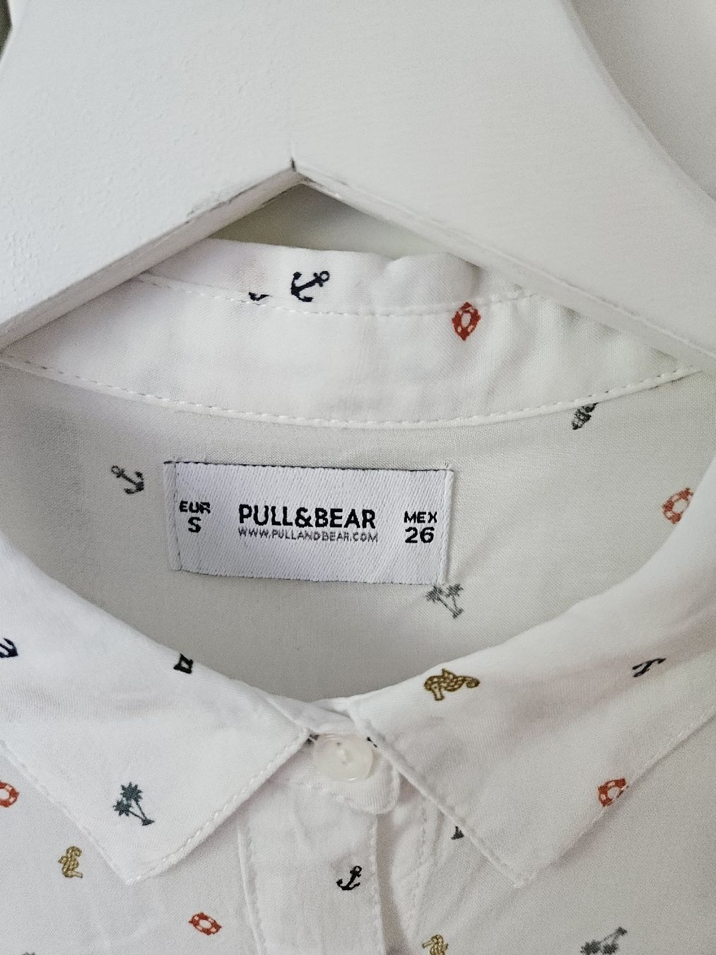 Pull&Bear Camicette: Pull&Bear Bluse, Gr. S, weiss mit Muster, Viskose – Nuovo (secondo la descrizione) da Zürich venduto da LK0138 1