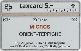 10 CHF MIGROS ORIENT-TEPPICHE - seltene Kunden Taxcard