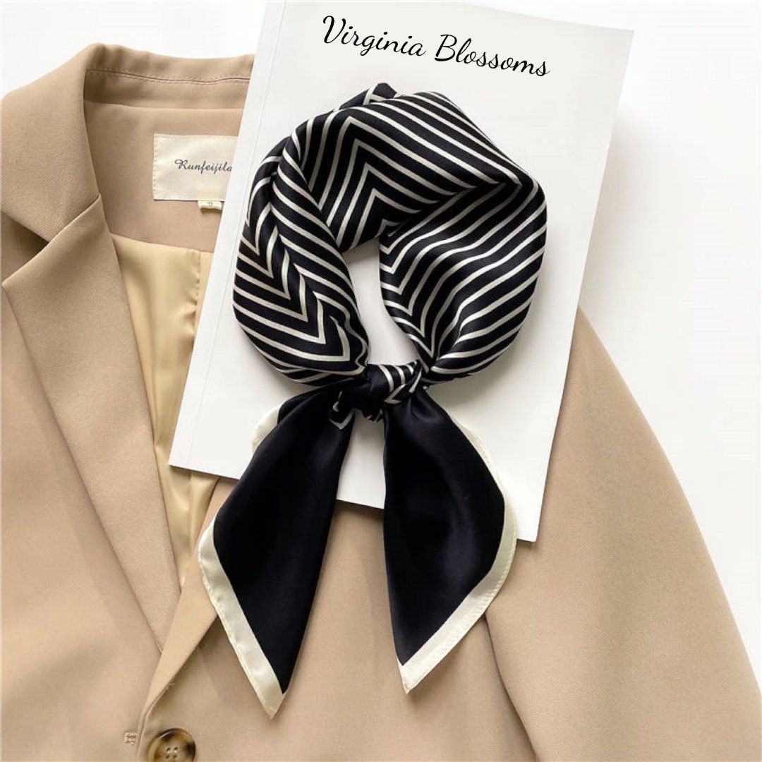 Foulard & Sciarpe: New 68cm Seidentuch, Geometric Pattern Black 100% Silk – Nuovo e nell'imballaggio originale da Baar venduto da virginiablossoms