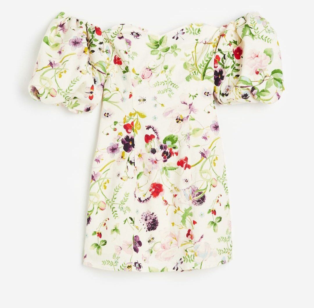 H&M Vestiti: H&M Kleid Blumen Buff-Ärmel Leinen Baumwolle Gr. 40 – Usato da Erlinsbach SO venduto da ULIKH 3