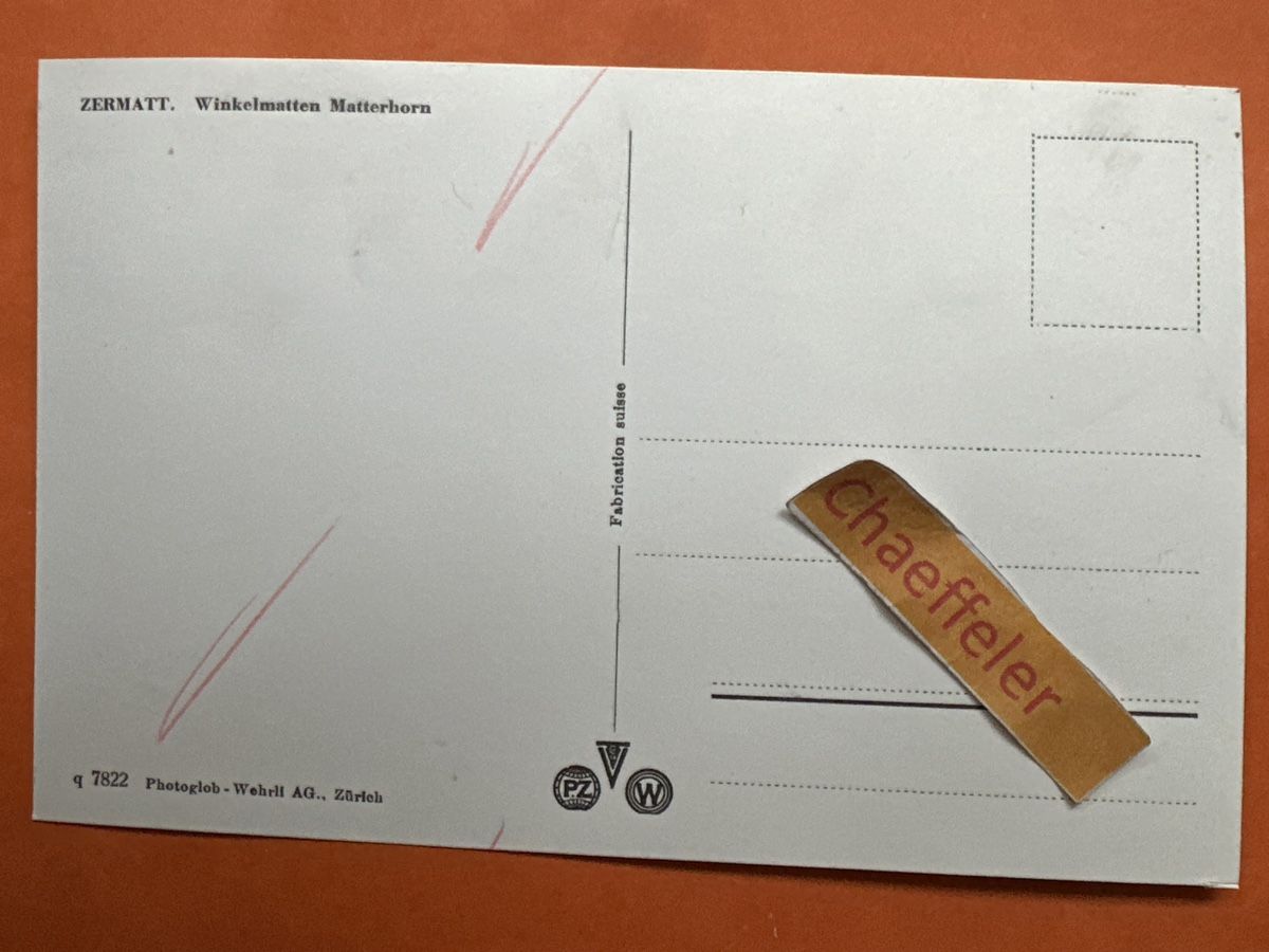 Cartoline postali: Zermatt. Winkelmatten Matterhorn – Usato da Zürich venduto da Chaeffeler 1