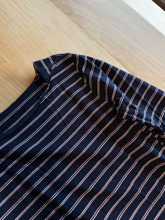 gestreiftes Langarmshirt, dunkelblau, 3/4-el Ärmel, Gr.S