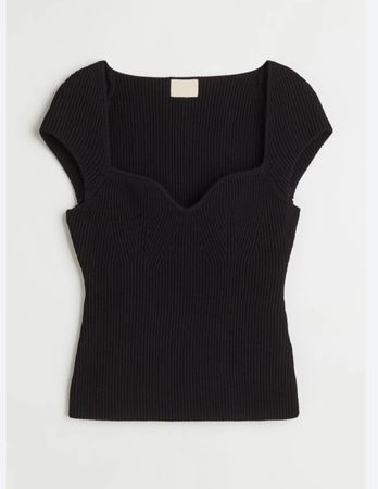 H&M Black rib knit Top