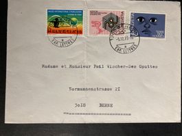 Schweiz 1973 Satzbrief Jahresereignisse Terre des Hommes Ski