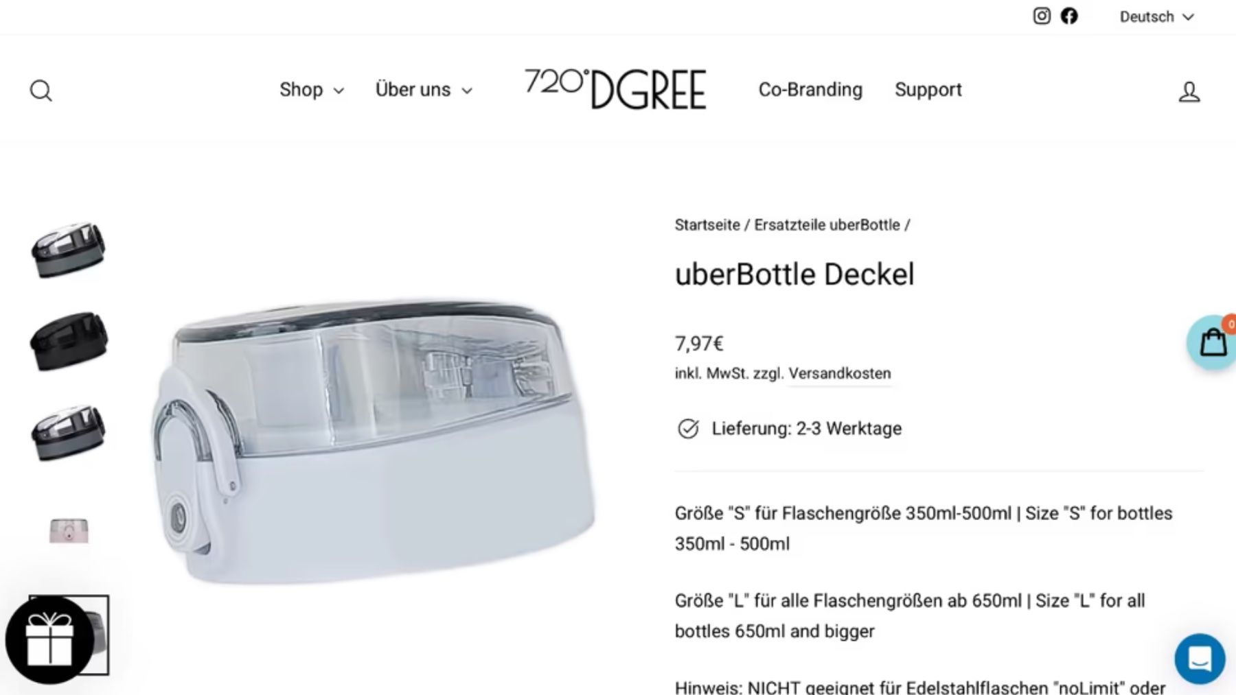 Trinkflaschen & Thermosflaschen: 720°DGREE uberBottle Deckel & Sieb & Schlaufe – Neu (gemäss Beschreibung) aus Muri AG von iguana-30 4