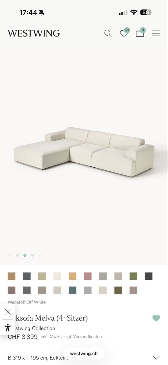 Westwing Sofas: Westwing Ecksofa Melva - Off White – Gebraucht aus Zürich von jes_cvp6 9