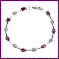 Rhodolith Garnet / Chrome Diopside Armband 925 Silber