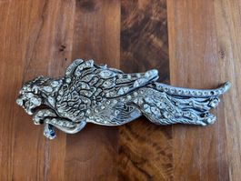 Leopard Gurtschnalle silber Bling