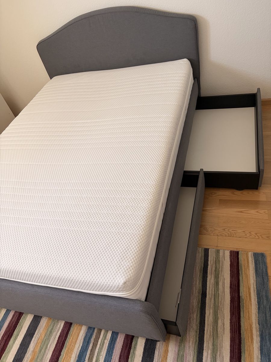 Betten: Bed frame with storage, grey, double size, good condition – Neu (gemäss Beschreibung) aus Muttenz von mheimsoth 2