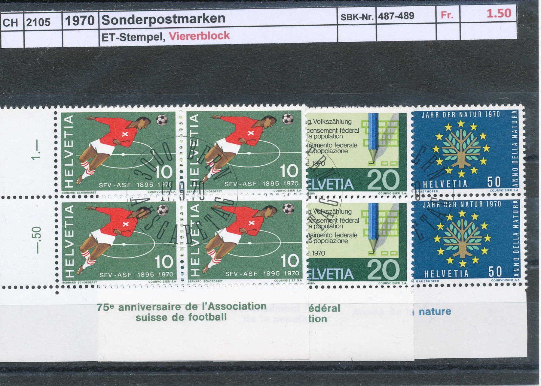 Tutti i francobolli: 1970 "Sonderpostmarken" - Viererblock, ET -gestempelt – Usato da Winterthur venduto da Zupogeru