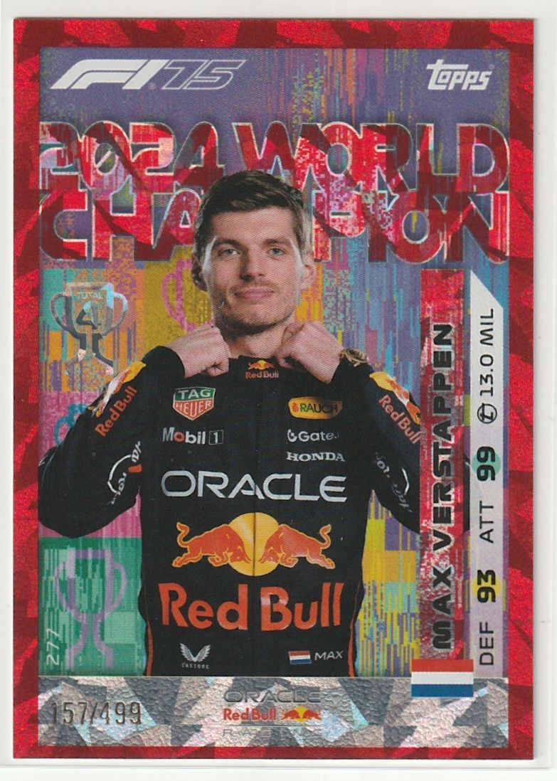 Carte Sportive Topps F1 2025 Turbo Attax - Max Verstappen Red Diamond #232/499 - Édition Limitée