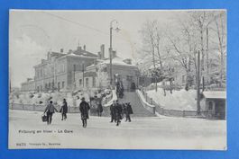 FRIBOURG/FREIBURG - en hiver - La Gare/Bahnhof - 1906