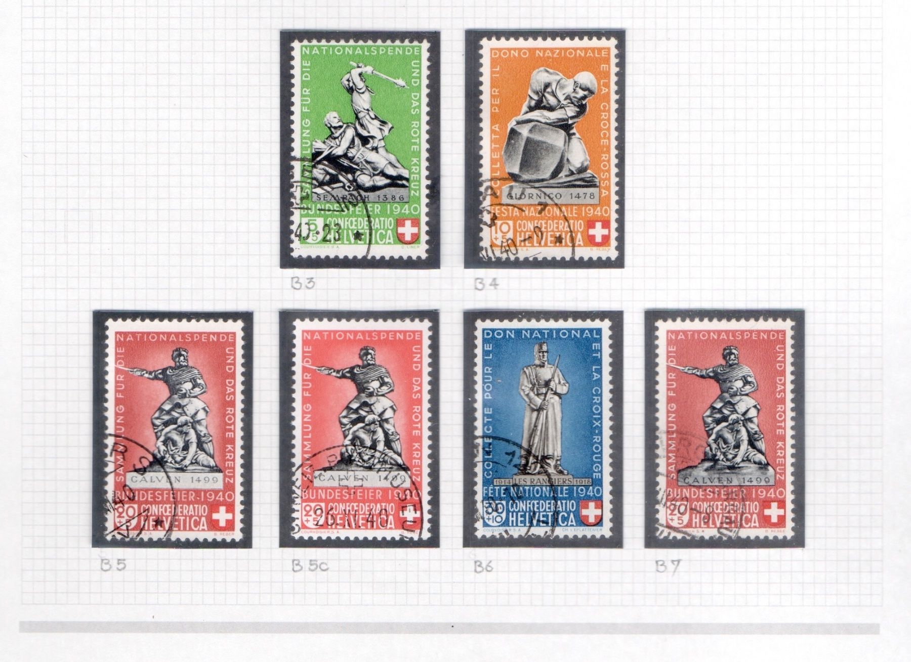 Tous les timbres: 1940 / PRO PATRIA / B3 - B7 @ – D'occasion à Basel par Ammedysli49
