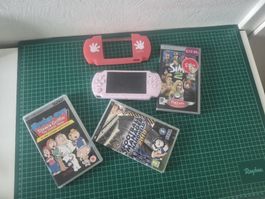 PSP Slim pink console with games and cover