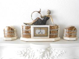 Original Art Deco Kaminuhr ca. 1930 Paris Marmor
