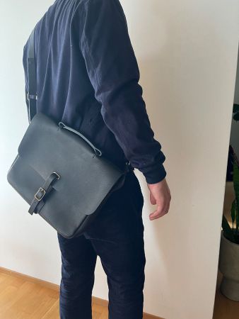 Ledertasche Vittorio Bag Fahrrad, Velotasche. Schwarz.