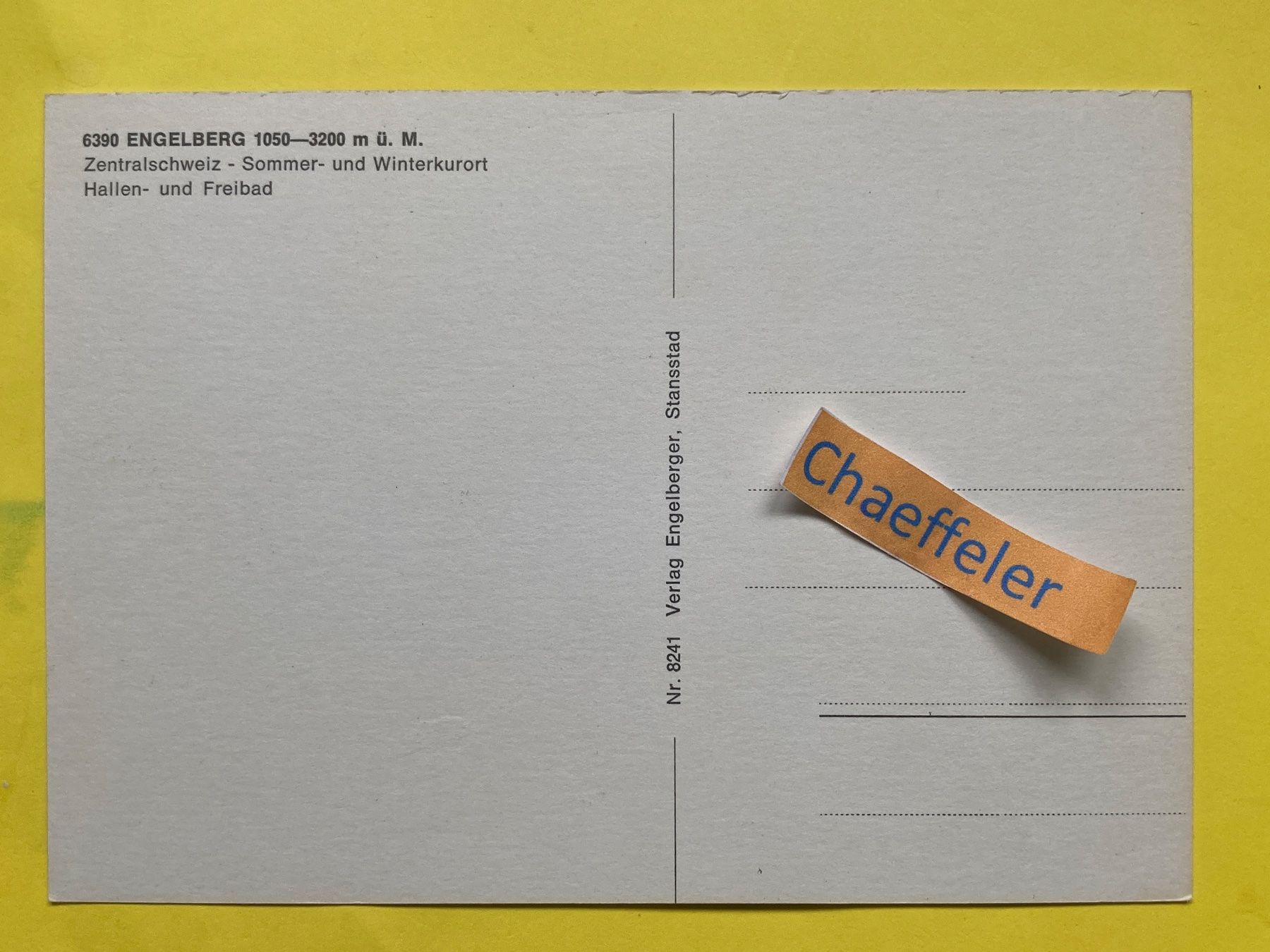 Cartoline postali: 6390 Engelberg, Hallen- und Freibad – Usato da Zürich venduto da Chaeffeler 1