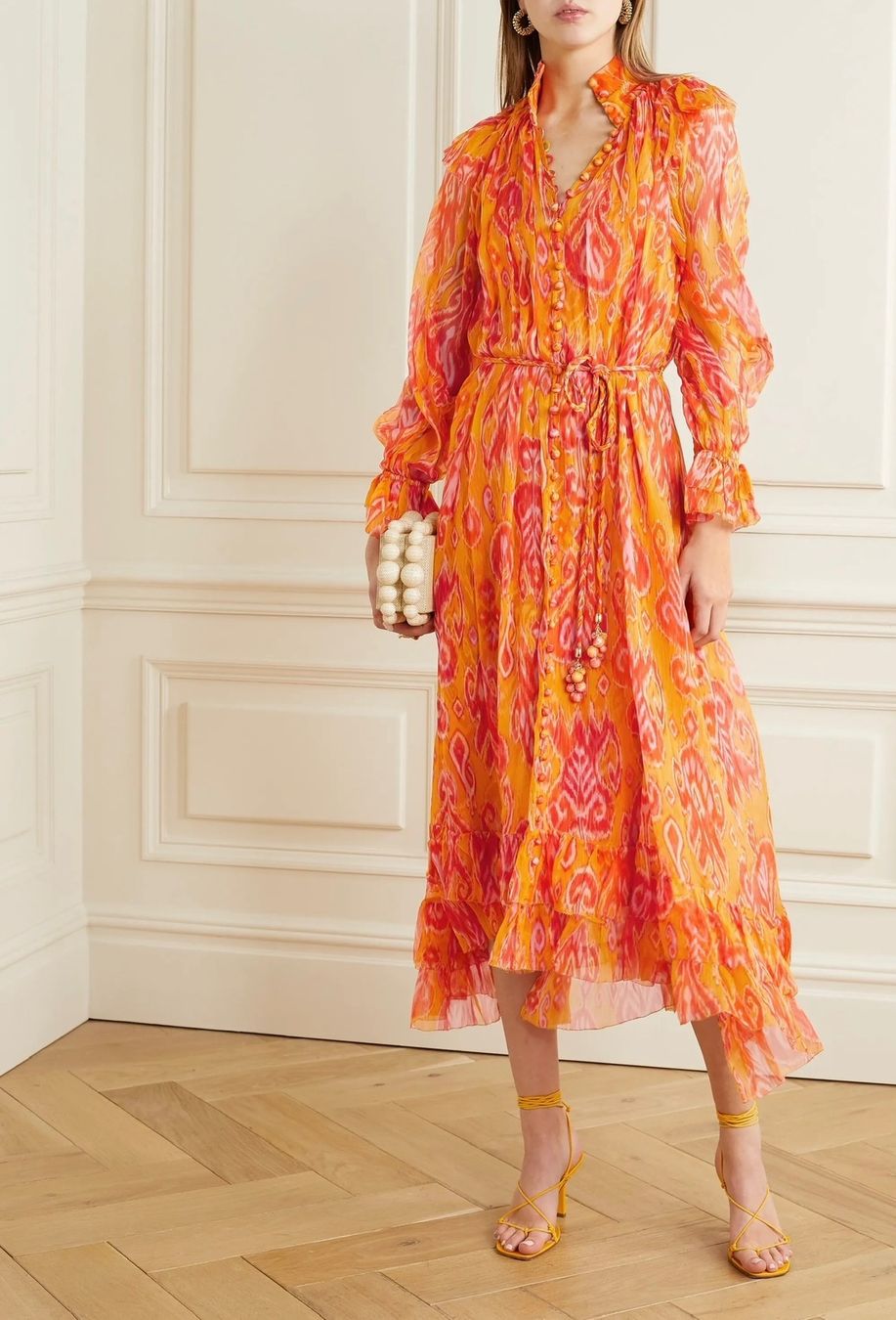 Zimmermann Vestiti: Zimmermann Seide Midi Kleid in Orange – Nuovo (secondo la descrizione) da Meilen venduto da Emma_321