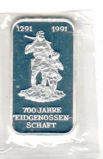 Edelmetalle: 1 UNZE 700 Jahre Eidgenossenschaft – Gebraucht aus Wolhusen von Curver9