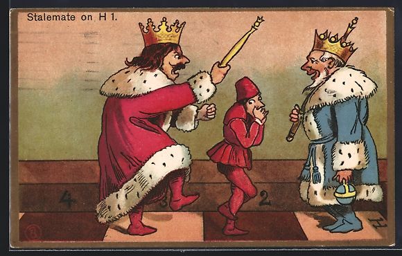 Cartoline postali: Schach, Bauer steht zwischen den beiden  – Usato da Berlin venduto da bartko-reher