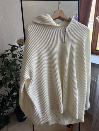 HeyYa Sisters Milky White Zip Sweater | Oversize Strickpullo