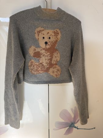 Bershka Pullover grau Bären Motiv Grösse S guter Zustand