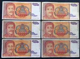 Belgrad 1994 - YU- 6x50'000 Dinar