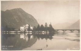 Melide TI Lago di Lugano Villa e ponte della diga