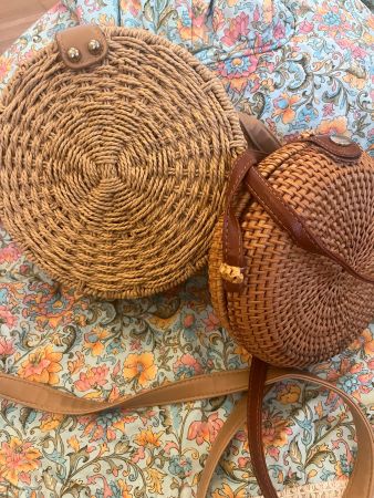 2 Korbtaschen rund / Strohtaschen