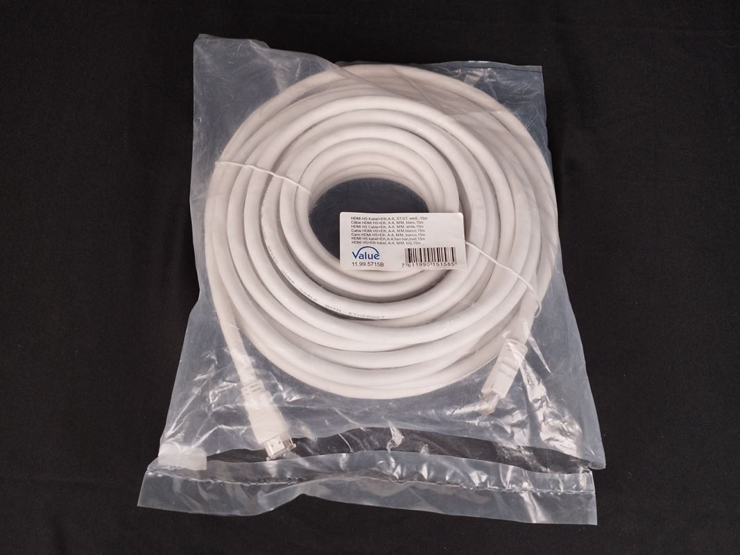 Cavi: VALUE Hdmi Kabel 15 Meter weiss – Nuovo (secondo la descrizione) da Schübelbach venduto da Restwert_Schubelbach