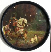Zielscheibe Jagdscheibe mit Einschüssen gerahmt, um 1900 (4)