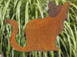 Gartendeko Stecker Katze Rost 125cm