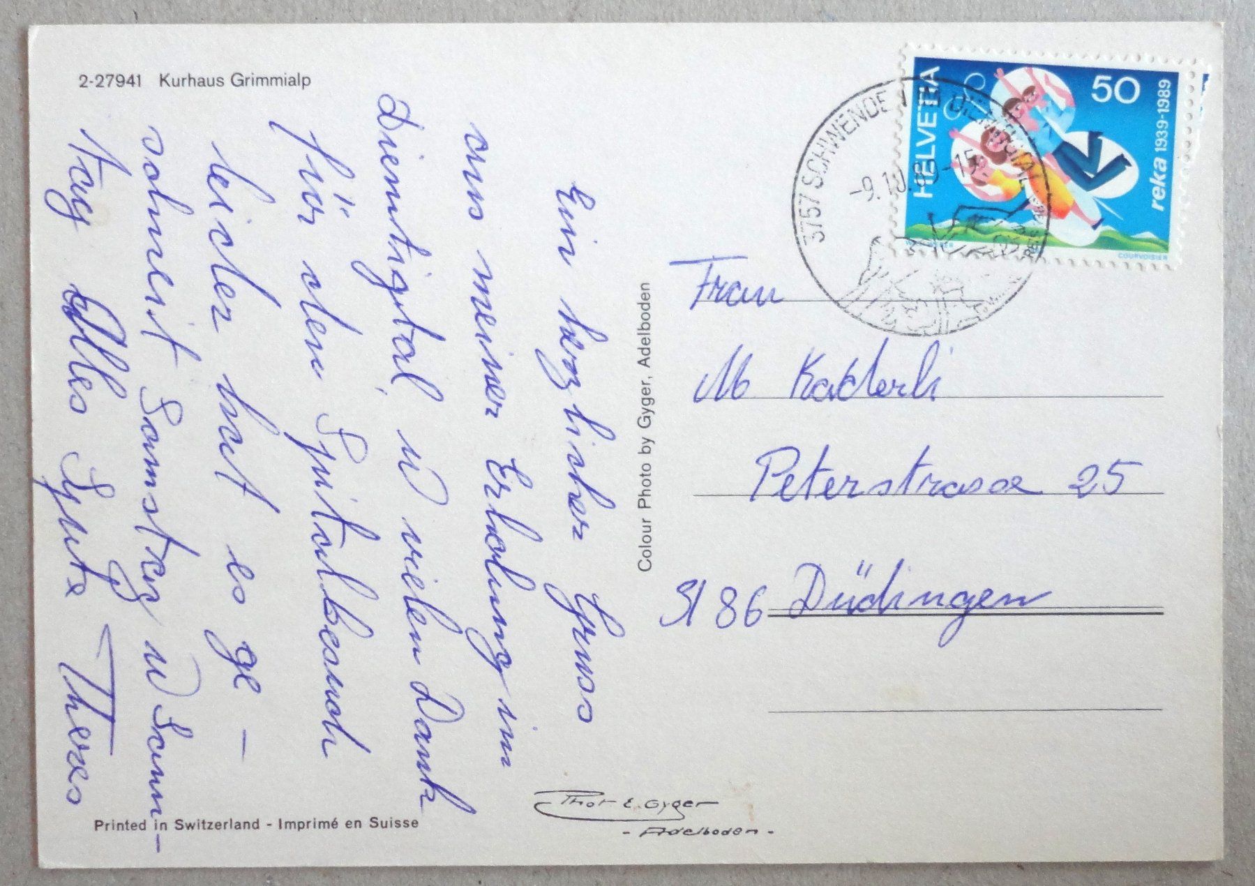 Cartes postales: Kurhaus Grimmialp – D'occasion à Fétigny par Billy2miny 1