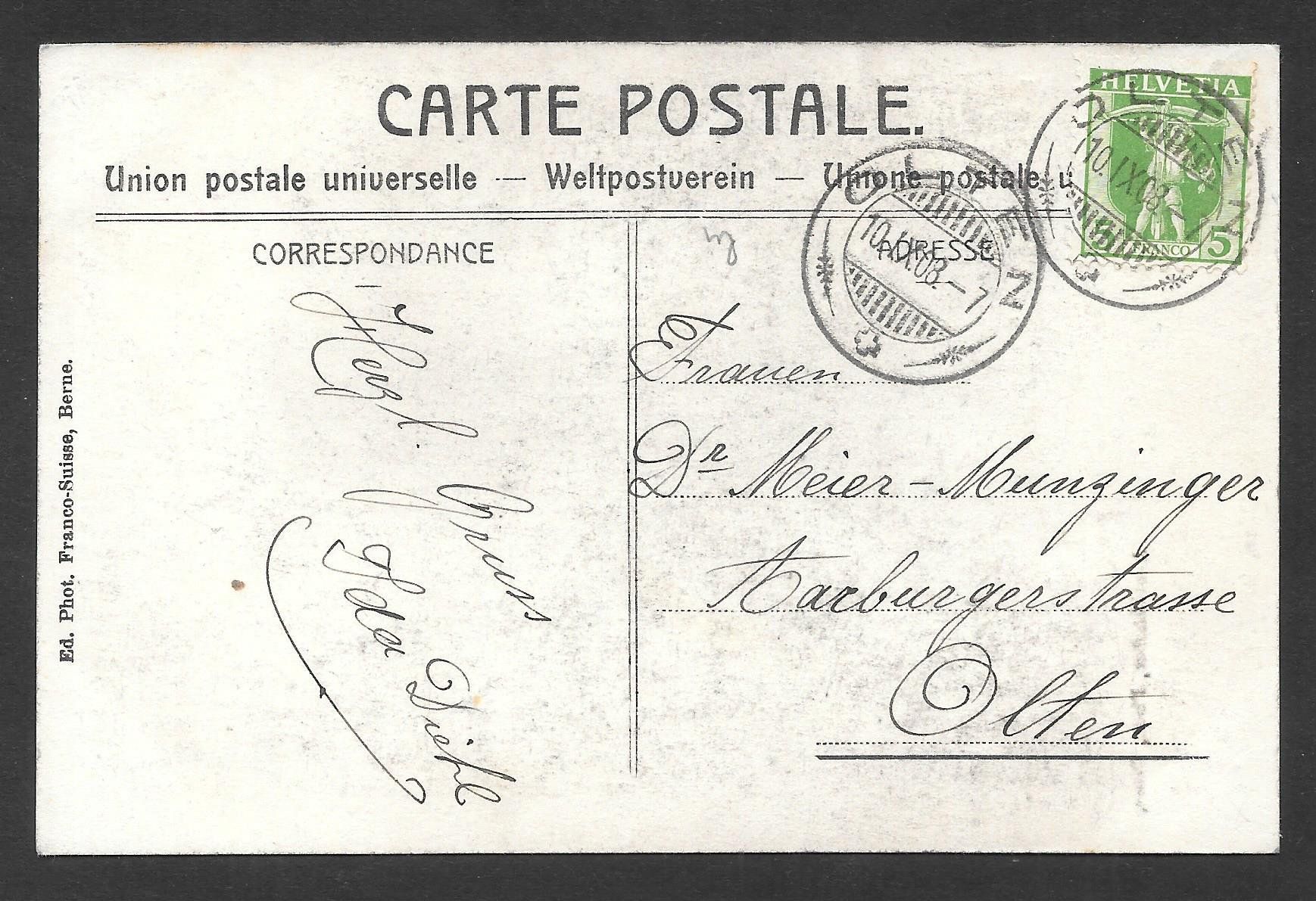 Cartoline postali: Olten Bazar Gesangverein  1908 – Usato da Olten venduto da clotaldi 1