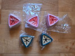 5x Stueck Handtuchhalterung (3 x pink/rot und 2 x grün/gelb)