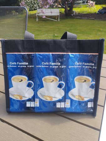 Upcycling-Tasche aus Kaffeeverpackung, Café Familia,Unikat