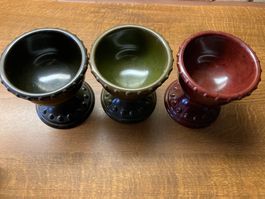 3 Bakalit Gefässe von OWO im Art Déco Stil - selten