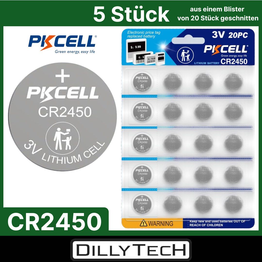 Caricatori & Batterie: PKCELL CR2450 Knopfzellenbatterie - 5 Stk. – Nuovo e nell'imballaggio originale da Meilen venduto da DillyTecH